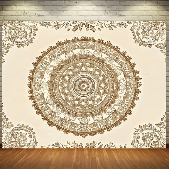 1pc Boho Style Polyester Mandala Wall Hanging, Vibrant Bohemia Decor, Dreamy Bedroom Retro Background Cloth, General Fit, No Electricity Needed, Featherless