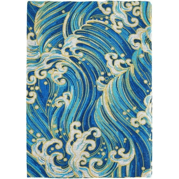 1pc Book Cover Sleeve A5 Book Sleeve Washable Paperback Book Protector with Japanese Wave Sky Blue Book Cover Fabric Novel Book Sleeve for Notebook Planner Book Lovers 14.9x21.8cm Blue