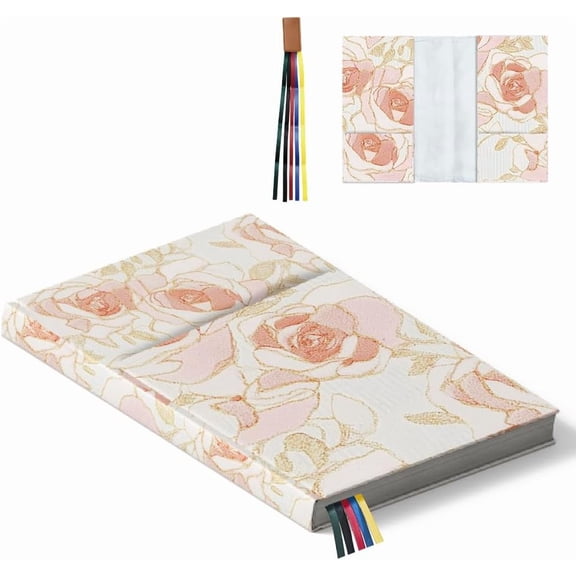 1pc Book Covers for Hardcover 12x8 inch Pink Rose Book Protector Adjustable Book Sleeve with Bookmark Paperback Book Cover for Novel Notebook Bible Hardcover Book Lover Favor DIY