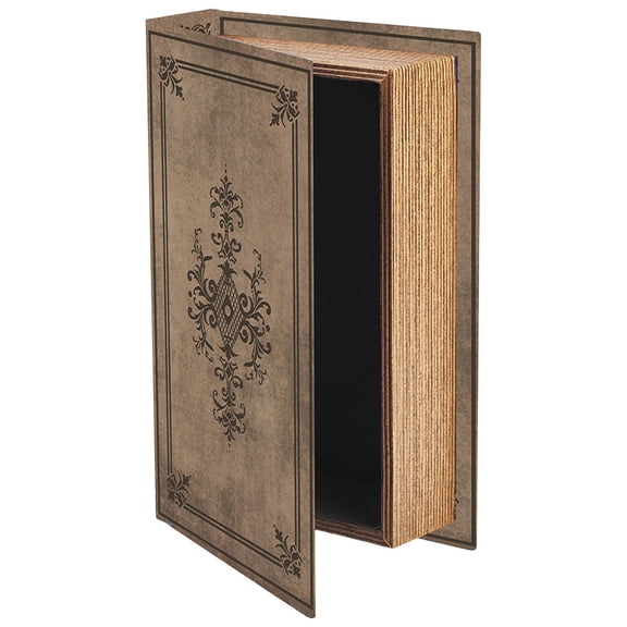 1pc Book Shaped Printed Imitation Leather Storage Boxes with MDF Floral 23x15x5cm