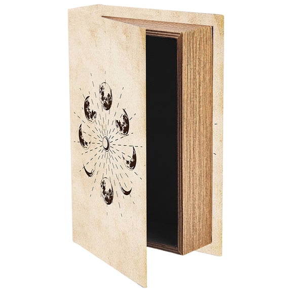 1pc Book Shaped Printed Imitation Leather Storage Boxes with MDF Moon 23x15x5cm