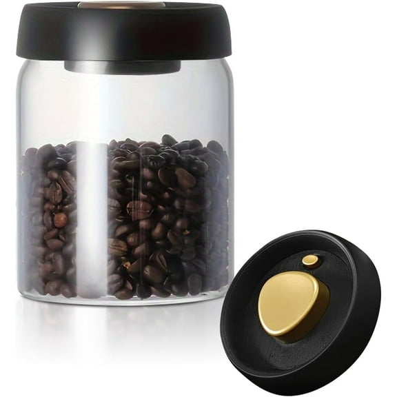 1pc Borosilicate Glass Kitchen Storage Jars, Coffee Canisters with Airtight Lid Seal, Clear Food Storage Containers - Perfect for Coffee Beans, Tea, Sugar, Candy, Spices, Rice (900ml/31 Ounces)