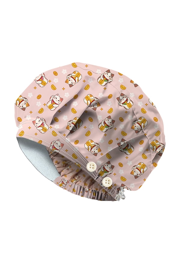 1pc Bouffant Hats Adjustable Working Caps Cotton Scrub Nursing Doctor Surgeon Cap With Button and Sweatband DIY