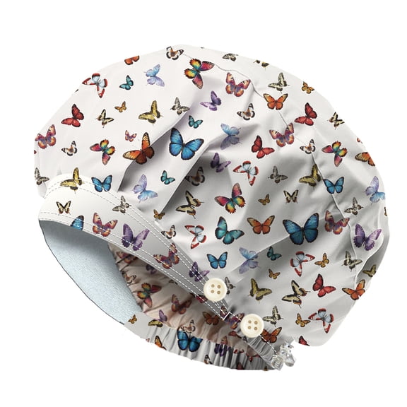 1pc Bouffant Hats Adjustable Working Caps Cotton Scrub Nursing Doctor Surgeon Cap With Button and Sweatband for Nurse DIY