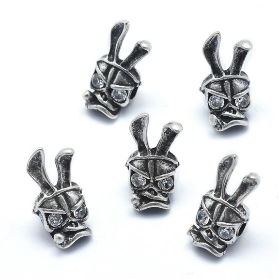 1pc Brass Beads with Clear Cubic Zirconia Cadmium Free & Nickel Free & Lead Free Silver 15.5x7.5x7mm Hole: 2mm DIY