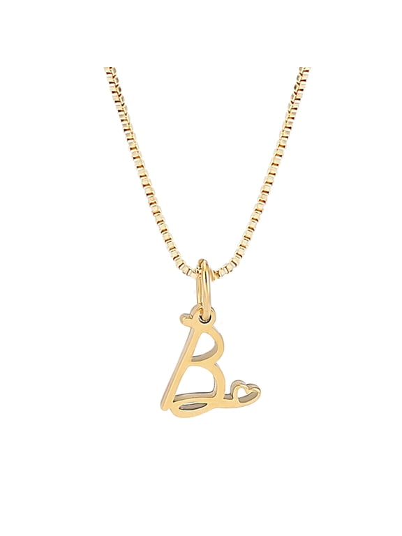1pc Brass Chain & 304 Stainless Steel Letter Pendant Necklaces Lead Free & Nickel Free & Cadmium Free Golden Letter B 18.11 inch(46cm)~18.31 inch(46.5cm) Letter: 10.5~12.5x3~15.5mm