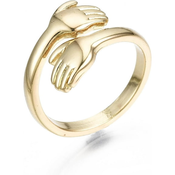1pc Brass Cuff Rings Open Rings Nickel Free Hug golden Size 6 Inner Diameter: 17mm