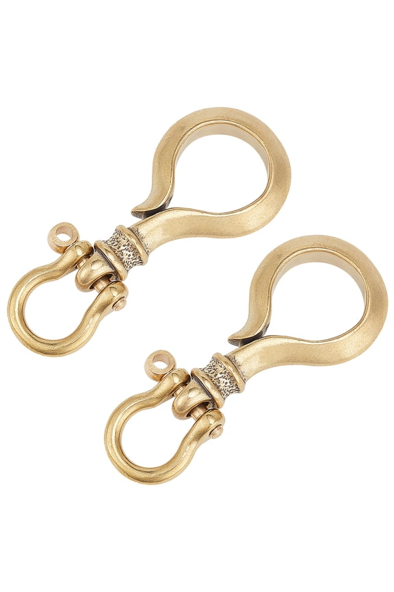 1pc Brass D Ring Screw Pin Anchor Shackle with 1pc Tibetan style Solid Brass S Key Loop Hook Golden Golden 24.5~55x24.8~30x7~10mm Hole: 3.4~5.5mm