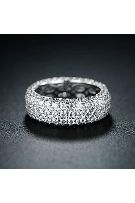 1pc Brass Micro Pave Clear Cubic Zirconia Finger Rings Platinum 8.5mm Size 7(17.3mm)