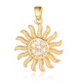 thumbnail image 1 of 1pc Brass Micro Pave Cubic Zirconia Pendants Cadmium Free & Nickel Free & Lead Free Sun Charms Real 18K Gold Plated 21x18x2mm, 1 of 2
