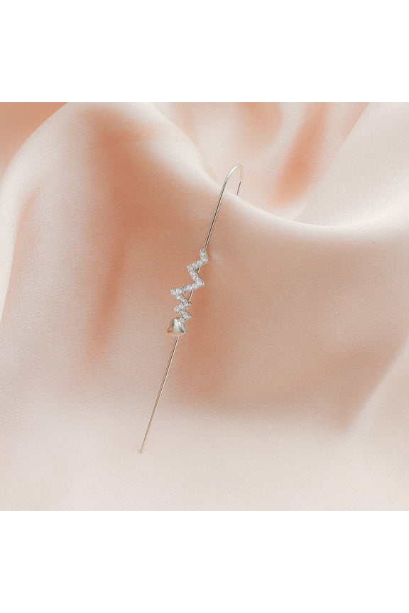 1pc Brass Rhinestone Cuff Earrings Lightning Bolt 6mm