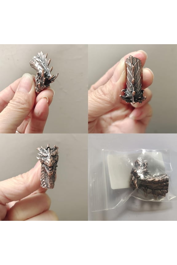 1pc Brass Rope European Bead 1.3x0.67x1.28 Inch Dragon Head Beads 0.24 Inch Large Hole Beads Red Copper Lanyard Beads for EDC Rope Making Buckle Keychain