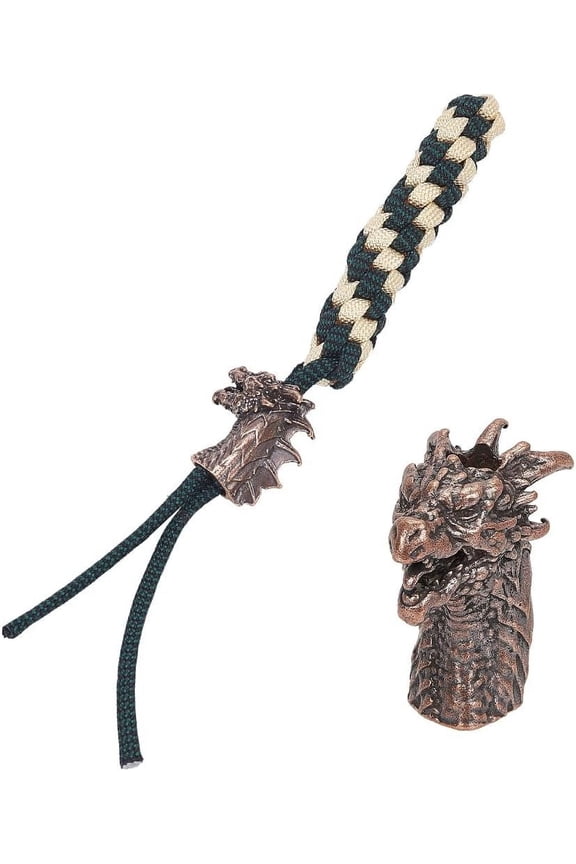1pc Brass Rope European Bead 1.3x0.67x1.28 Inch Dragon Head Beads 0.24 Inch Large Hole Beads Red Copper Lanyard Beads for EDC Rope Making Pendant Buckle Keychain White