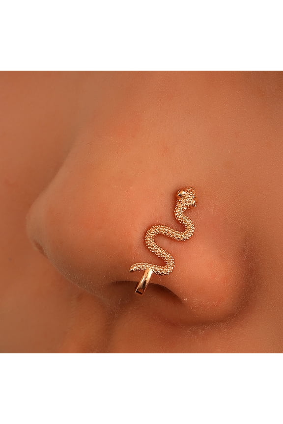 1pc Brass Snake Clip on Nose Rings Golden 15mm