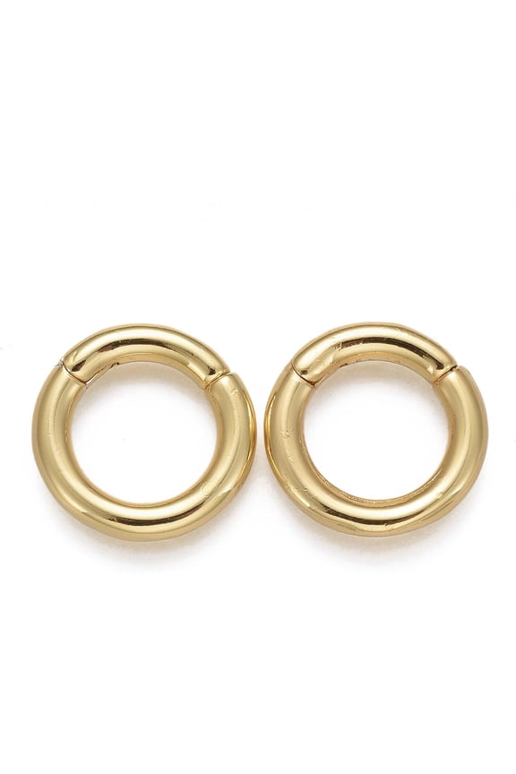 1pc Brass Twister Clasps Long-Lasting Plated Ring Real 18K Gold Plated 14x2.5mm Inner Diameter: 9mm