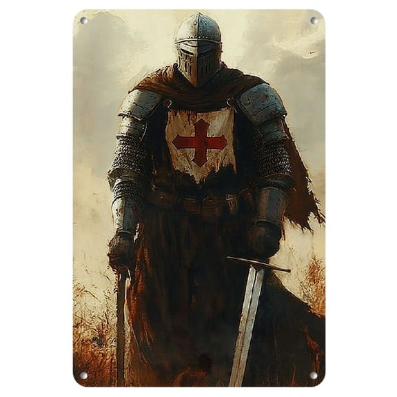 1pc, Brave Warrior Theme, Retro Iron Metal Poster, 8x12inch, Wall Art Decor, Home & Living Room Decoration, Artistic Drawing Set, Perfect Gift for Friends