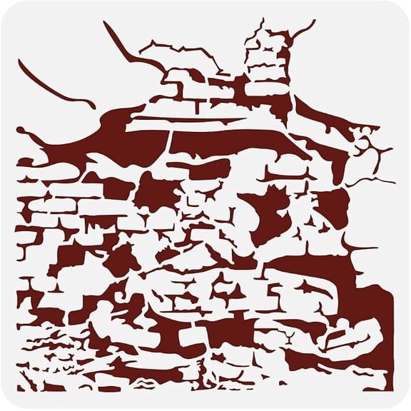1pc Brick Wall Drawing Stencil 11.8x11.8" Reusable Collapsed Wall Pattern Painting Template Cracked Walls DIY Craft Decoration Stencil