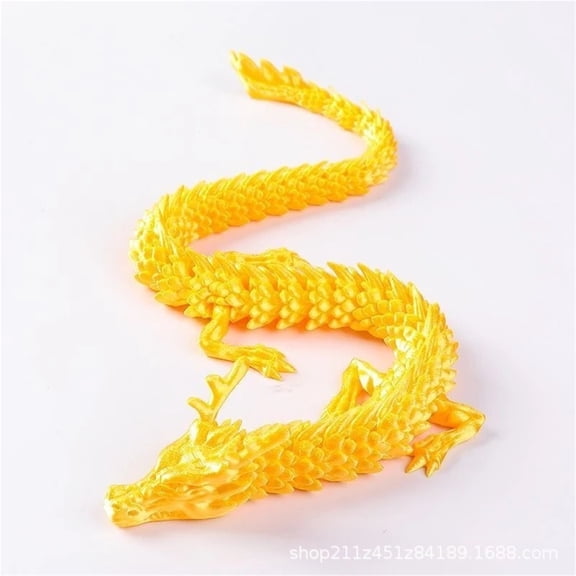 1pc Bright Gold Size: 60cm 3D Printed Three-Dimensional Dragon Desktop Ornament, 3D Printed Dragon National Trend Glowing