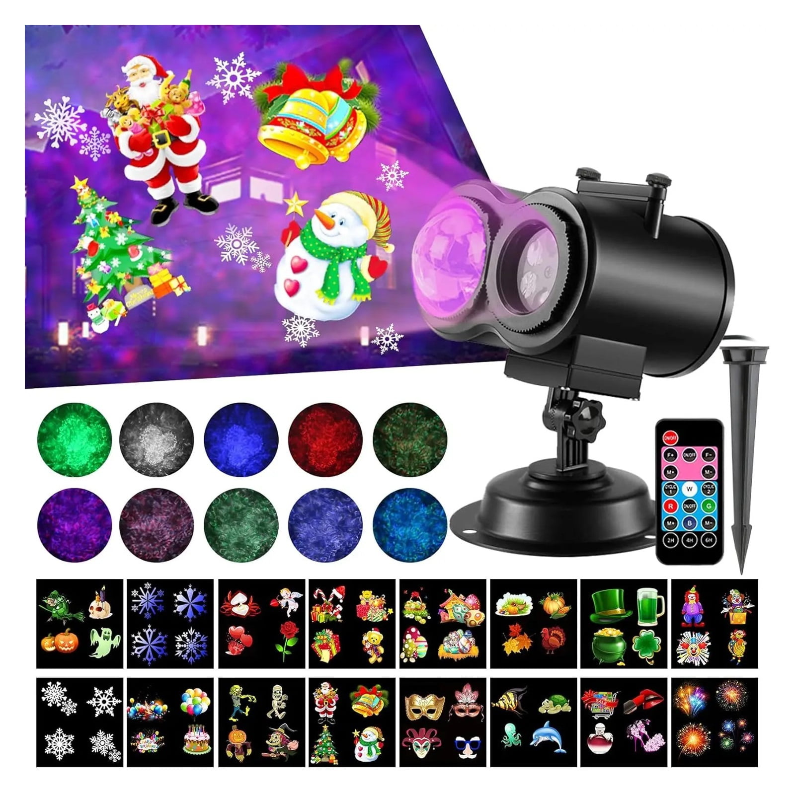 1pc Brighter Halloween Decorations Projector Lights and Christmas Outdoor,Upgrade 16 HD Effects (3D Wave & Patterns) ,Easy to Install