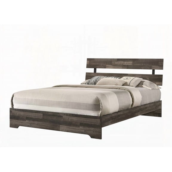 Rustic & Brown Finish Platform Bed | Bed in One Box | Contemporary Style