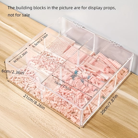 1pc Building Block Clear Container, 6 Compartments Building Block Storage Box, Small Toy Sub-box, Assembly Sub-grid Small Partic