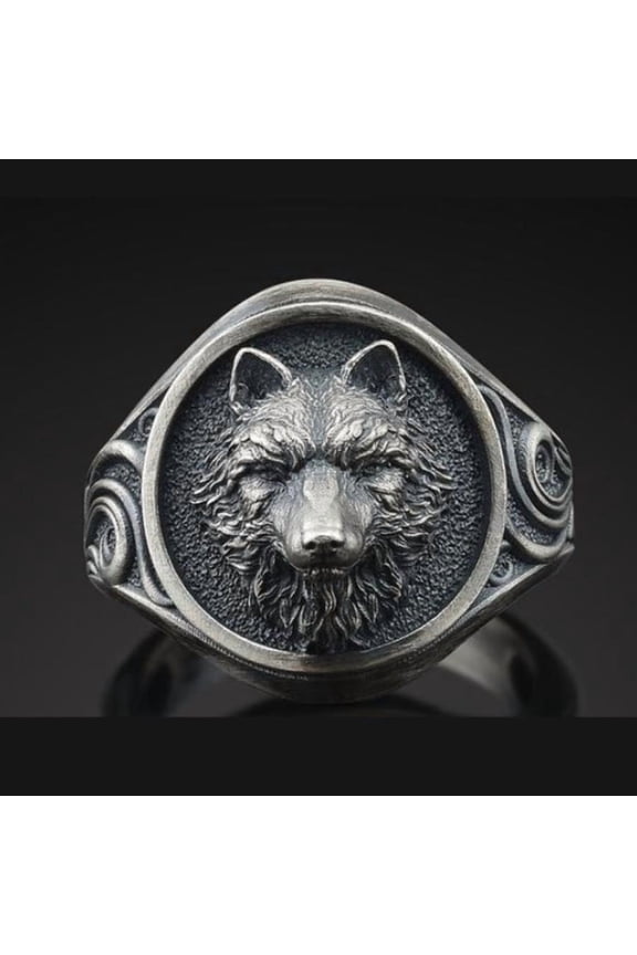 1pc Bully Fashion Ring Wolf Head Shape Botanical Pattern Ring Men'S and Women'S Rings Daily Decoration Mori Style Decoration Mother'S Day Gift Father'S Day Gift Christmas Gift,Silvery6