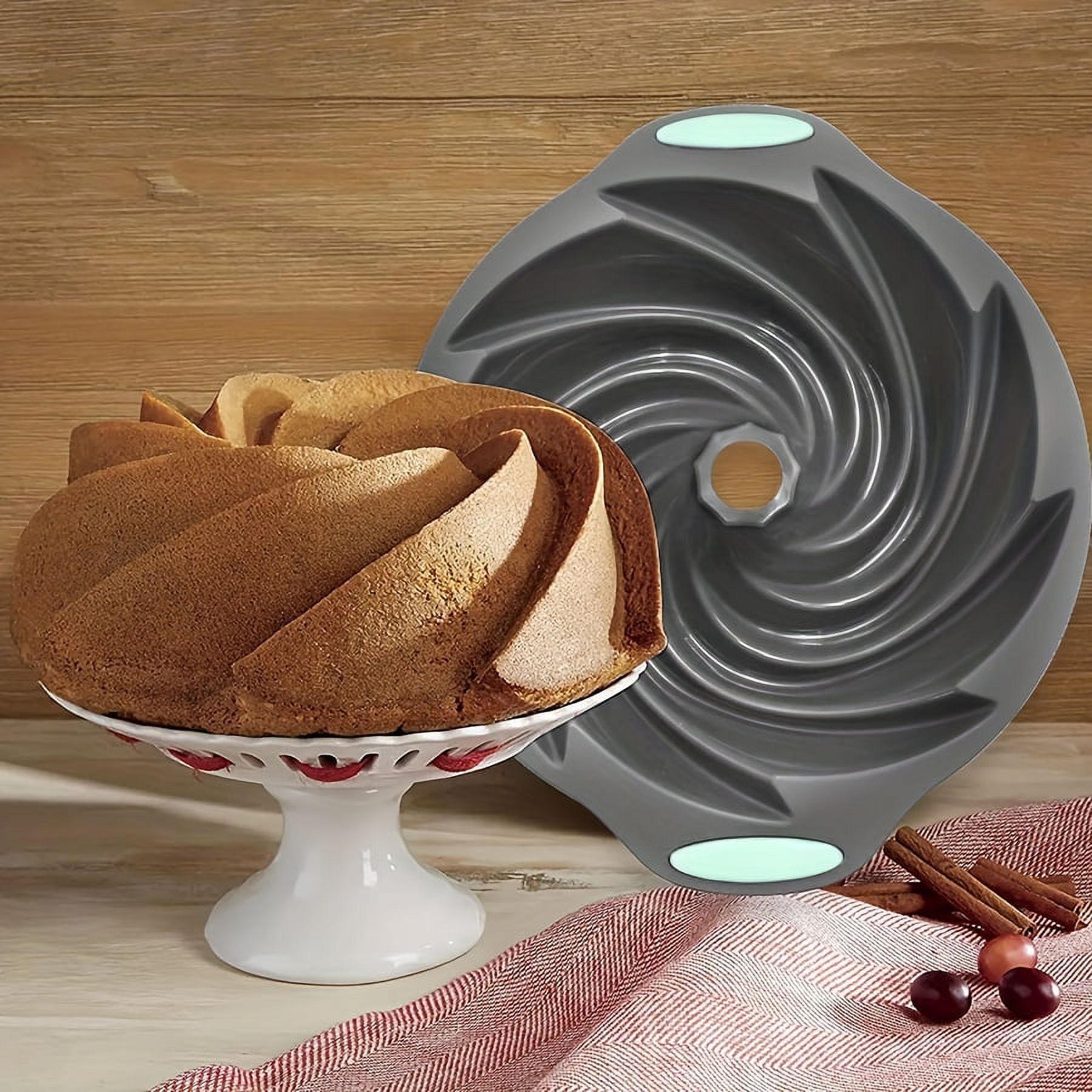 1pc, Bundt Pan, 11.2''x3.1'', Heritage Bundtlette Cake Mold, For Fluted Tube Cake Making, Baking