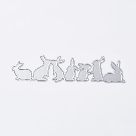 1pc Bunny Carbon Steel Cutting Dies Stencils for DIY Scrapbooking/Photo Album Decorative Embossing Paper Card Nest of Rabbit Matte Platinum Color 2.65x11.3cm