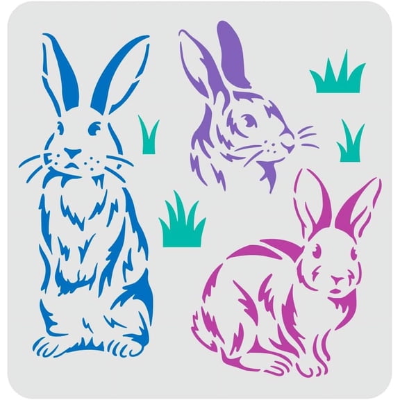 1pc Bunny Stencils for Painting 30x30cm Rabbits Drawing Template Easter Rabbit Painting Stencils Reusable Bunny Stencil Art and Craft Stencils For Home Decoration