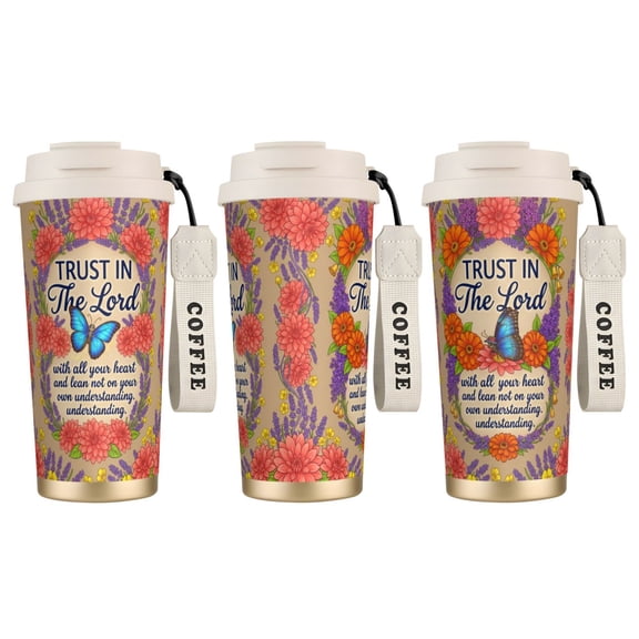 1pc Butterfly Coffee Mug, 18oz Leak-proof Christian Faith Gift for Women, Floral Design