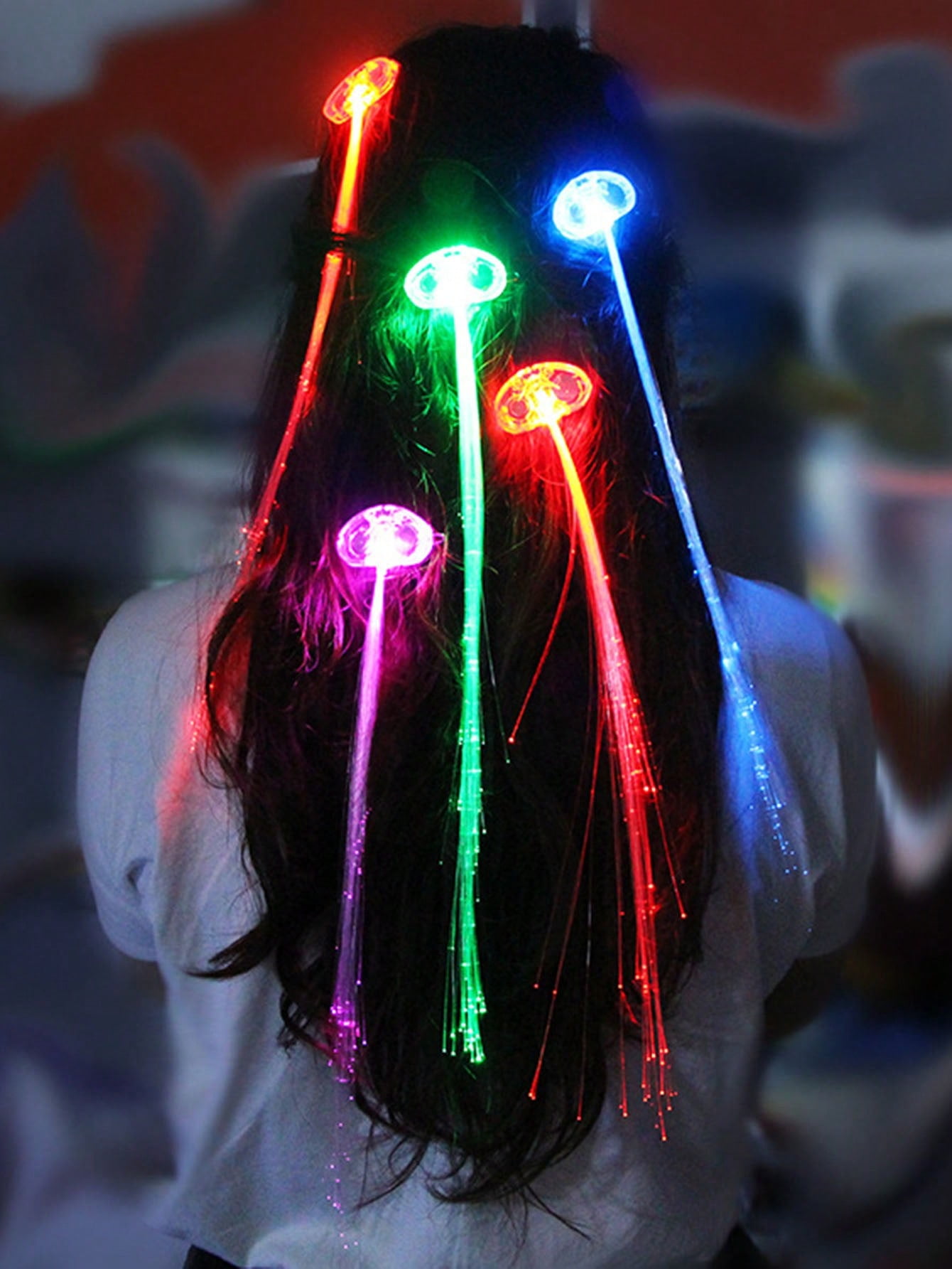 1pc Butterfly Led Light Up Fiber Optic Hair Extension With 7 Color