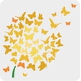 thumbnail image 1 of 1pc Butterfly Stencil 11.8x11.8inch Reusable Flying Butterfly Drawing Stencils Butterfly Tree Pattern Drawing Decoration Stencil for Painting on Wall Furniture Wood and Paper, 1 of 7