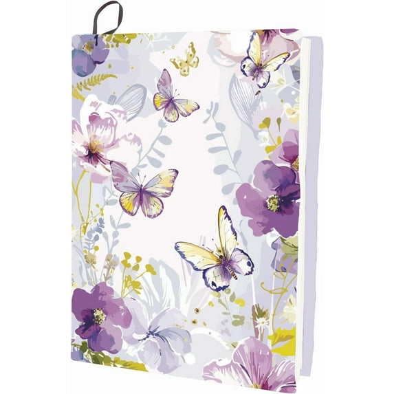 1pc Butterfly Stretchable Book Cover Flower Washable Elastic Large Nylon Book Sleeve Purple Reusable Book Protector Notebook Wraps for 9x11 inch Hardcover Books Textbook Gift 1pc