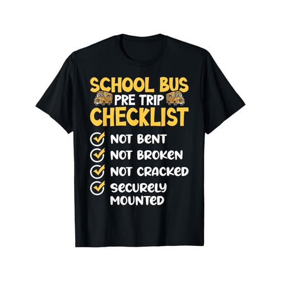 1pc CDL School Bus Driver PreTrip Checklist T-Shirt - 100% Cotton Crew Neck Short Sleeve Tee, Casual Printed Pullover for All Seasons, Breathable Medium Stretch Fabric, Unisex Gift for Men and Women