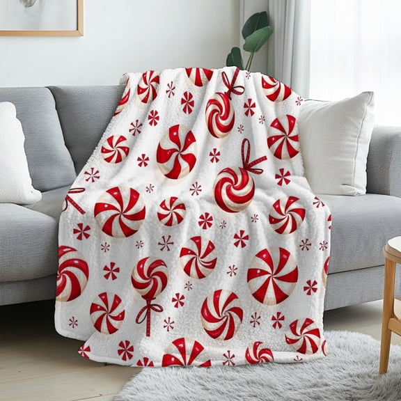 1pc Candy Swirls Flannel Blanket Soft Warm Festive Pattern Design Print for Sofa Bed Living Room AllSeason Use Halloween christmas room decor fall decorations for home 280gsm