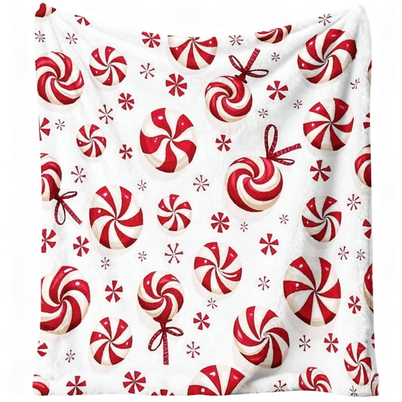 1pc Candy Swirls, Flannel Blanket, Soft, Warm, Festive Pattern Print, for Sofa, Bed, Living Room, All-Season, Halloween, christmas, Home Decor, Fall