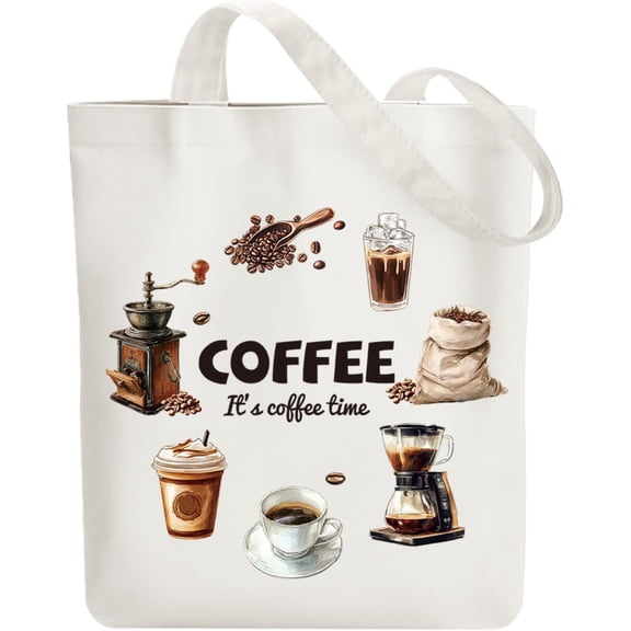 1pc Canvas Tote Bag Reusable Cotton Bag for Women Durable Cloth Shoulder Zipper Pockets Cloth