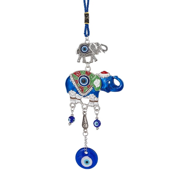 1pc Car Hanging Ornament Glass Turkish Blue Eye Enamel Elephant Mirror Lucky for Car Rearview Mirror Home Decoration Craft