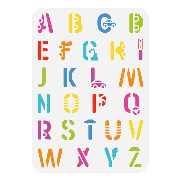 1pc Car Letters Painting Stencil 11.7x8.3inch Large A-Z Alphabet Letters Stencil for Painting Reusable Transportation Theme Drawing Template for Home Wall Wooden Sign Furniture Decoration