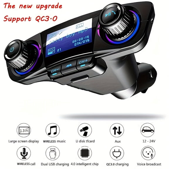 1pc Car MP3 Player with Card Slot, AUX, Wireless Receiver, Multifunctional Car USB Music Player, Hands-Free Calling, Phone Charger, Car Wireless FM Transmitter, Automotive Additions, Mobile Additions