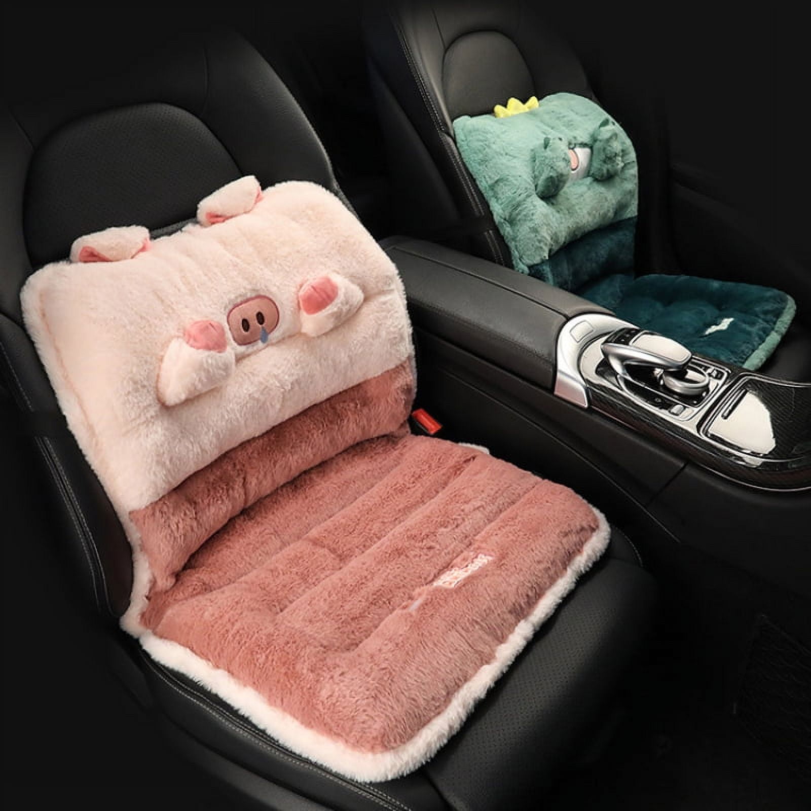 1pc Car Seat Cushion, Soft Plush 3D Cartoon Pig Bear Decoration Grid  Anti-skid Thickened Warm Car Seat Cushion Pad Car Seat Cover For Car  Interior 
