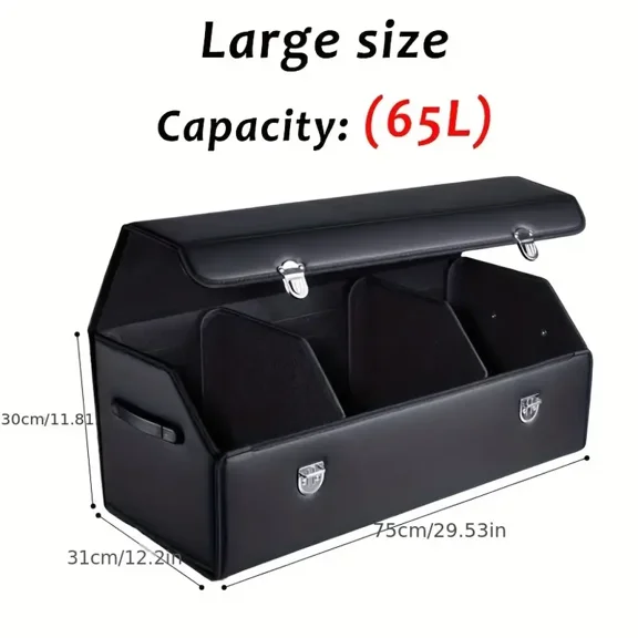 [1pc Car Trunk Organizer] 1pc Collapsible Multi-Compartment Car Trunk Organizer with Lid | for Auto, SUV, Truck, Minivan