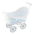 thumbnail image 1 of TABLZONE Decorative Wicker Baby Stroller Basket with Knitted Flower Design, Cloth, and Lightweight, 1 of 6