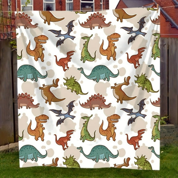 1pc Cartoon Dinosaur Pattern Soft Blanket Flannel Blanket For Couch Sofa Office Bed Camping Travel, Multi-purpose Gift Blanket For All Season
