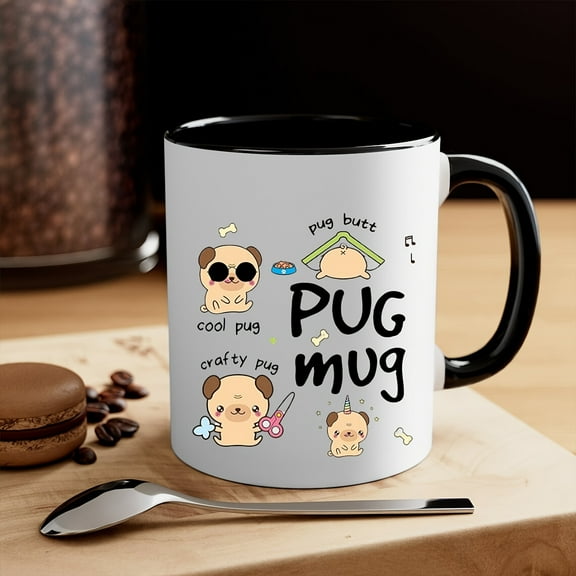 1pc, Cartoon Pug Coffee Mug, Ceramic Coffee Cups, Cute Kawaii Water Cups, Summer Winter Drinkware, Birthday Gifts, Holiday Gifts, Thanksgiving Gifts, Christmas Gifts