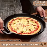 1pc Cast Iron Grill Pan, Pre-Seasoned 11.02 Inch Skillet With Dual Large Loop Handles, Durable & Even-Heating, For Oven, Stovetop, Grill Or Campfires, Kitchen Gadgets For Pizza Lovers