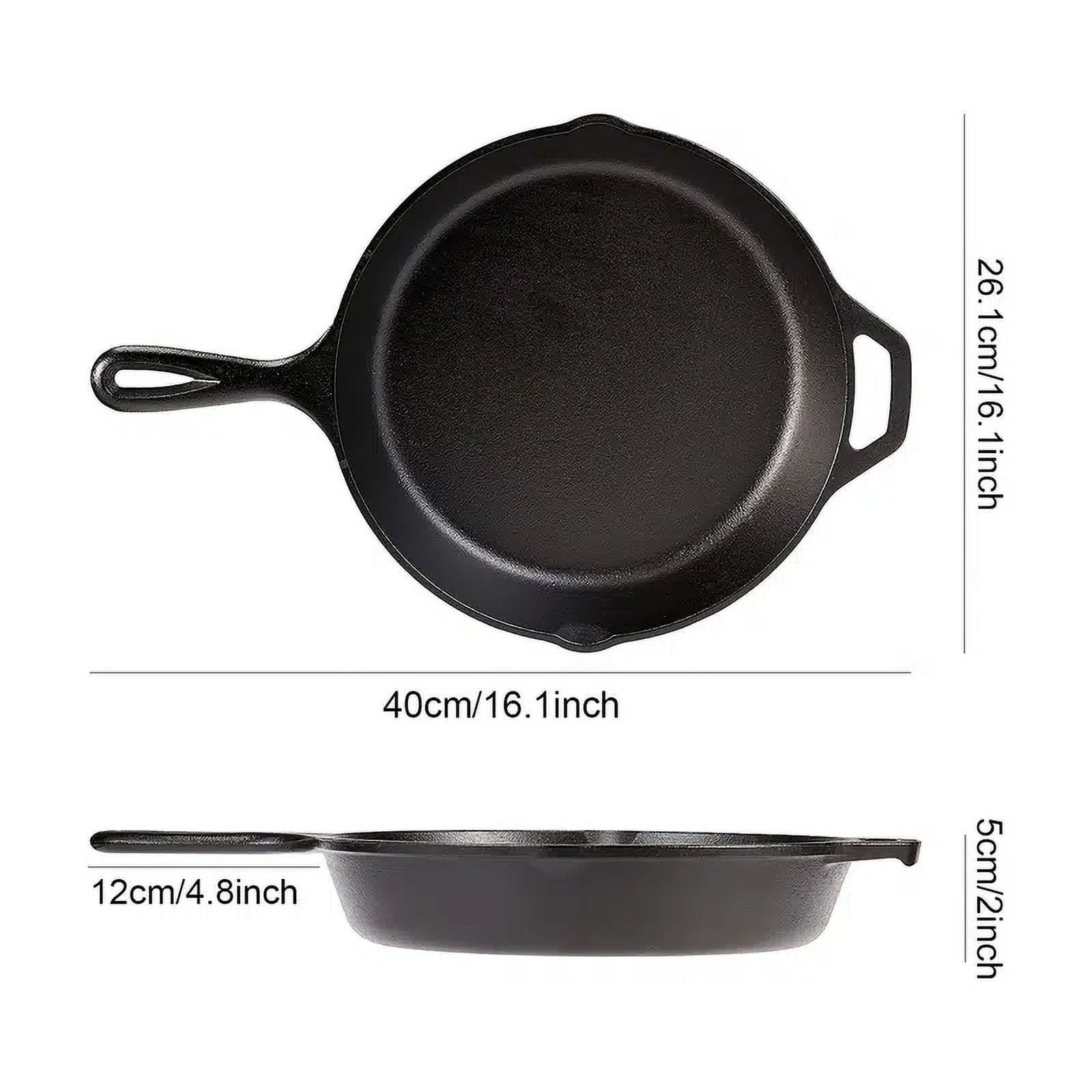 1pc Cast Iron Skillet Uncoated Pan Induction Stovetop Compatible Pre