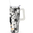 thumbnail image 1 of 1pc Cat 40oz Tumbler with Straw & Handle - Insulated Stainless Steel Cup | Holiday Gift for Man Women (Christmas, Valentine's, Birthday), 1 of 5