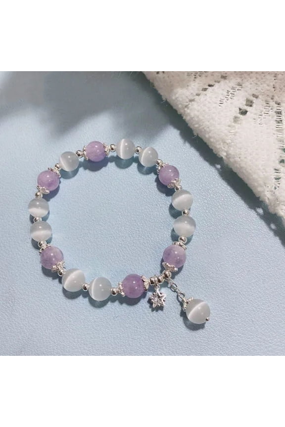 1pc Cat Eye Round Beaded Stretch Bracelets Alloy Star Charm Bracelets for Women Mixed color 2-3/8 inch(6cm) for DIY