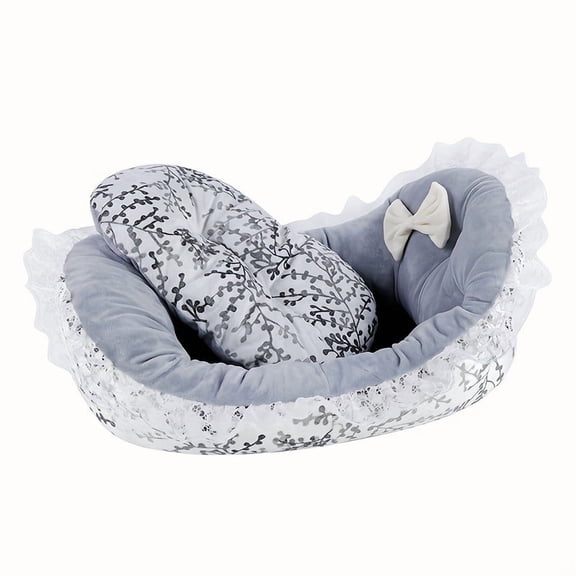 1pc Cat Nest, Floral Pattern Soft Cat Sleeping Bed Warm Cozy Cat Sofa Bed Rocking Cradle With Soft Cushion Mat